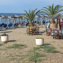 CHALKIDIKI, CENTRAL MACEDONIA, GREECE - AUGUST 25, 2014: Seascape of Fisher Beach Psakoudia at Sithonia peninsula, Chalkidiki, Central Macedonia, Greece