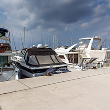 CHALKIDIKI, CENTRAL MACEDONIA, GREECE - AUGUST 25, 2014: Panoramic view of Nikiti Beach at Sithonia peninsula, Chalkidiki, Central Macedonia, Greece