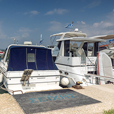 CHALKIDIKI, CENTRAL MACEDONIA, GREECE - AUGUST 25, 2014: Panoramic view of Nikiti Beach at Sithonia peninsula, Chalkidiki, Central Macedonia, Greece