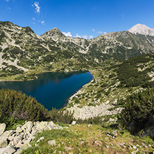 Amazing Landscape with Fish Banderitsa Lake And Vihren Peak, Pirin Mountain, Bulgaria