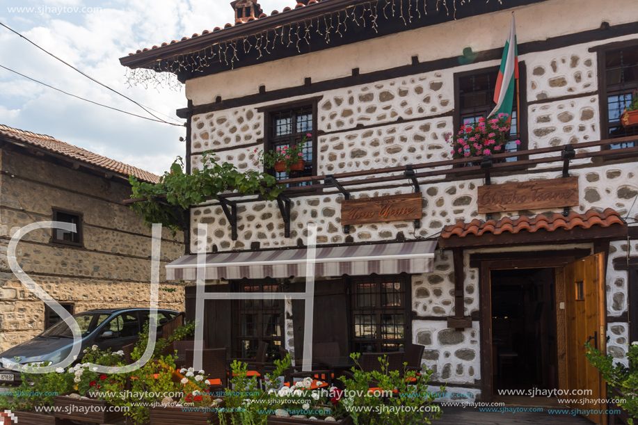 BANSKO, BULGARIA - AUGUST 13, 2013: Authentic nineteenth century houses in town of Bansko, Blagoevgrad Region, Bulgaria