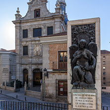 MADRID, SPAIN - JANUARY 22, 2018:  Monument to Victoria Eugenia and Alfonso XIII Church of the Armed Forces in City of Madrid, Spain