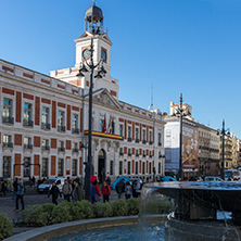 MADRID, SPAIN - JANUARY 22, 2018: Royal Post Office at Puerta del Sol in Madrid, Spain