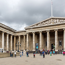 LONDON, ENGLAND - JUNE 16 2016: Outside view of British Museum, City of London, England, Great Britain