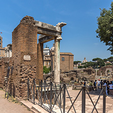 ROME, ITALY - JUNE 24, 2017: Ruins of Roman Forum and Capitoline Hill in city of Rome, Italy