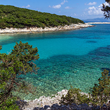 amazing view of Emblisi Fiskardo Beach, Kefalonia, Ionian islands, Greece