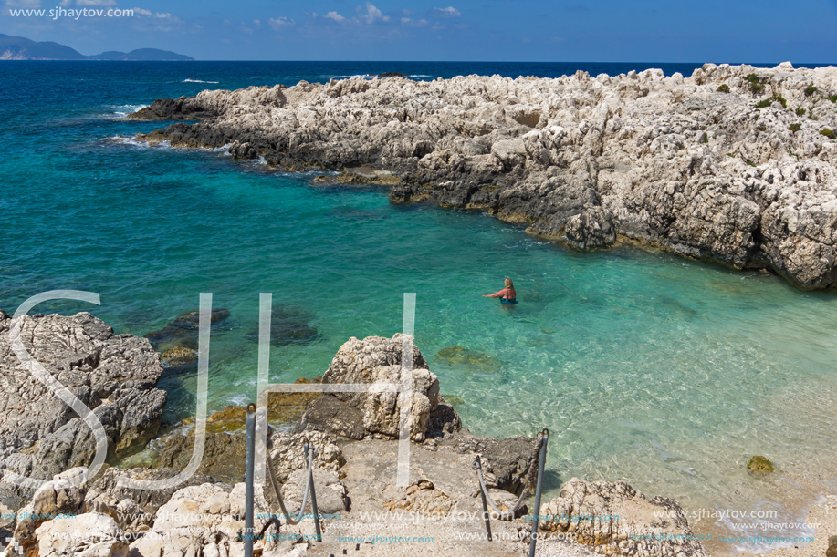 Panorama of Alaties Beach, Kefalonia, Ionian islands, Greece