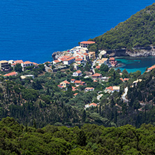 Amazing Landscape of Assos village and beautiful sea bay, Kefalonia, Ionian islands, Greece