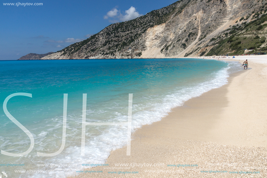 Amazing Landscape of Myrtos beach, Kefalonia, Ionian islands, Greece