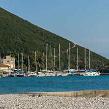 VASILIKI, LEFKADA, GREECE JULY 16, 2014: Panoramic view of Village of Vasiliki, Lefkada, Ionian Islands, Greece