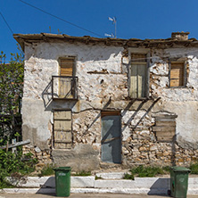 THASSOS, GREECE - APRIL 5, 2016:  Old houses at Embankment in Skala Maries, Thassos island, East Macedonia and Thrace, Greece