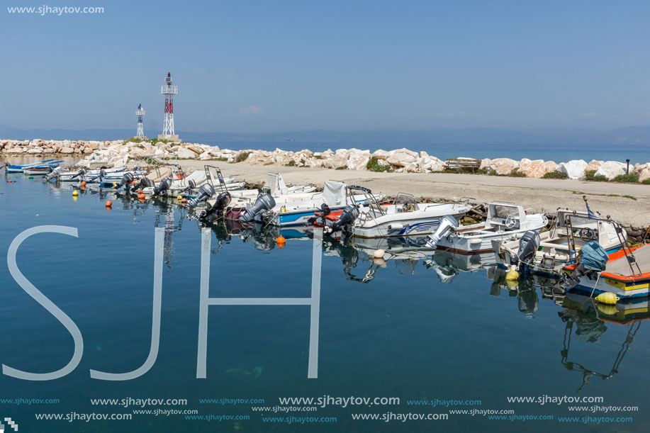 THASSOS, GREECE - APRIL 5, 2016: Port of Skala Sotiros, Thassos island, East Macedonia and Thrace, Greece