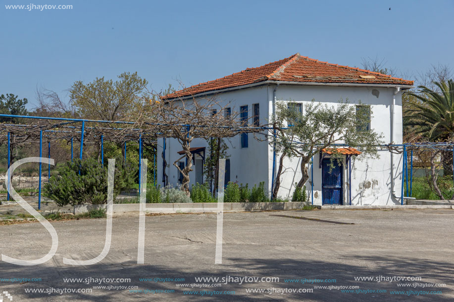 THASSOS, GREECE - APRIL 5, 2016: Old houses in Skala Rachoniou, Thassos island, East Macedonia and Thrace, Greece