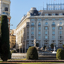 MADRID, SPAIN - JANUARY 22, 2018: Neptuno Fountain in City of Madrid, Spain