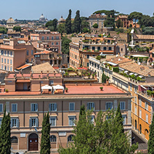 ROME, ITALY - JUNE 24, 2017: Panoramic view from Palatine Hill to city of Rome, Italy