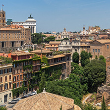 ROME, ITALY - JUNE 24, 2017: Panoramic view from Palatine Hill to city of Rome, Italy