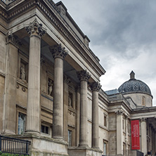 LONDON, ENGLAND - JUNE 16 2016: The National Gallery on Trafalgar Square, London, England, United Kingdom