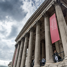LONDON, ENGLAND - JUNE 16 2016: The National Gallery on Trafalgar Square, London, England, United Kingdom