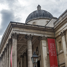 LONDON, ENGLAND - JUNE 16 2016: The National Gallery on Trafalgar Square, London, England, United Kingdom