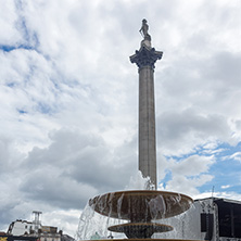 LONDON, ENGLAND - JUNE 16 2016: Nelson"s Column at Trafalgar Square, City of London, England, Great Britain