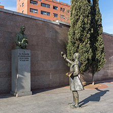 MADRID, SPAIN - JANUARY 24, 2018:  Sculpture in front of Las Ventas Bullring (Plaza de Toros de Las Ventas) in City of Madrid, Spain