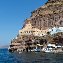 SANTORINI, GREECE - MAY 6, 2013: Small Port at Santorini island, Thira, Cyclades, Greece