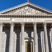 MADRID, SPAIN - JANUARY 22, 2018: Building of Congress of Deputies (Congreso de los Diputados) in City of Madrid, Spain