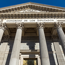 MADRID, SPAIN - JANUARY 22, 2018: Building of Congress of Deputies (Congreso de los Diputados) in City of Madrid, Spain