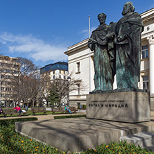 SOFIA, BULGARIA - MARCH 17, 2018: Amazing view of National Library St. Cyril and Methodius in Sofia, Bulgaria