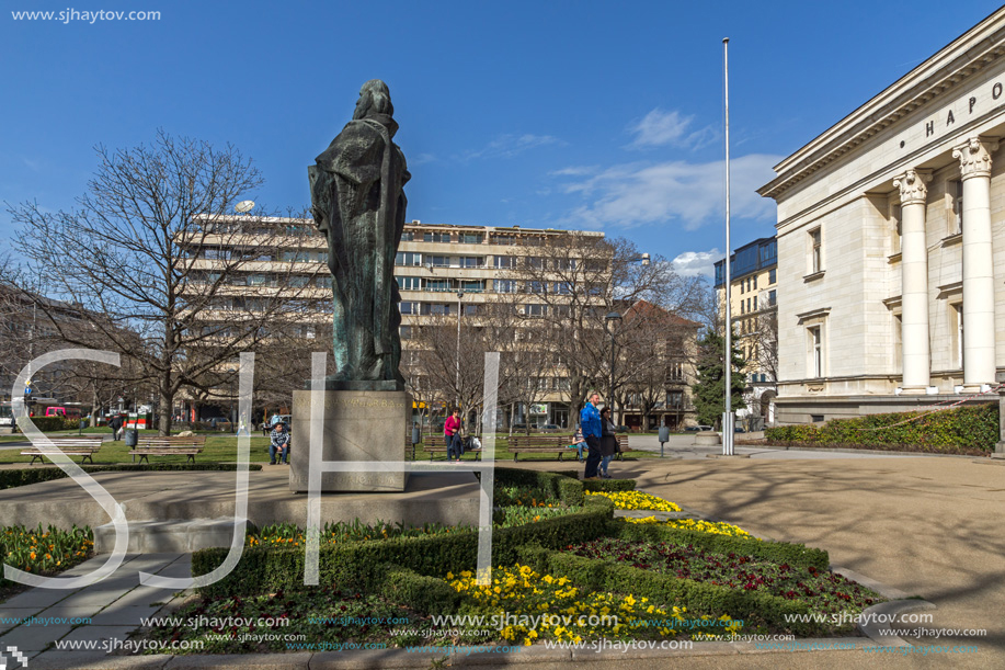 SOFIA, BULGARIA - MARCH 17, 2018: Amazing view of National Library St. Cyril and Methodius in Sofia, Bulgaria