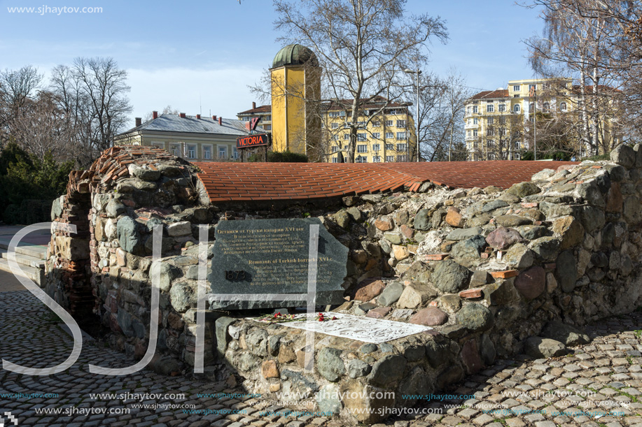SOFIA, BULGARIA - MARCH 17, 2018: Remnants of sixteenth century Turkish barracks in Sofia, Bulgaria
