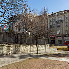 SOFIA, BULGARIA - MARCH 17, 2018: Typical street in city of Sofia, Bulgaria