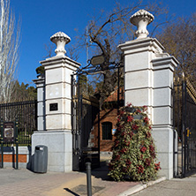 MADRID, SPAIN - JANUARY 22, 2018:  The Retiro Park Door of the Fallen Angel in City of Madrid, Spain