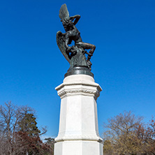 MADRID, SPAIN - JANUARY 22, 2018: Fountain of the Fallen Angel in The Retiro Park in City of Madrid, Spain