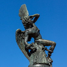 MADRID, SPAIN - JANUARY 22, 2018: Fountain of the Fallen Angel in The Retiro Park in City of Madrid, Spain
