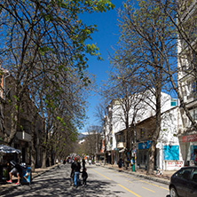 SANDANSKI, BULGARIA - APRIL 4, 2018: The Center and Pedestrian street in town of Sandanski, Bulgaria