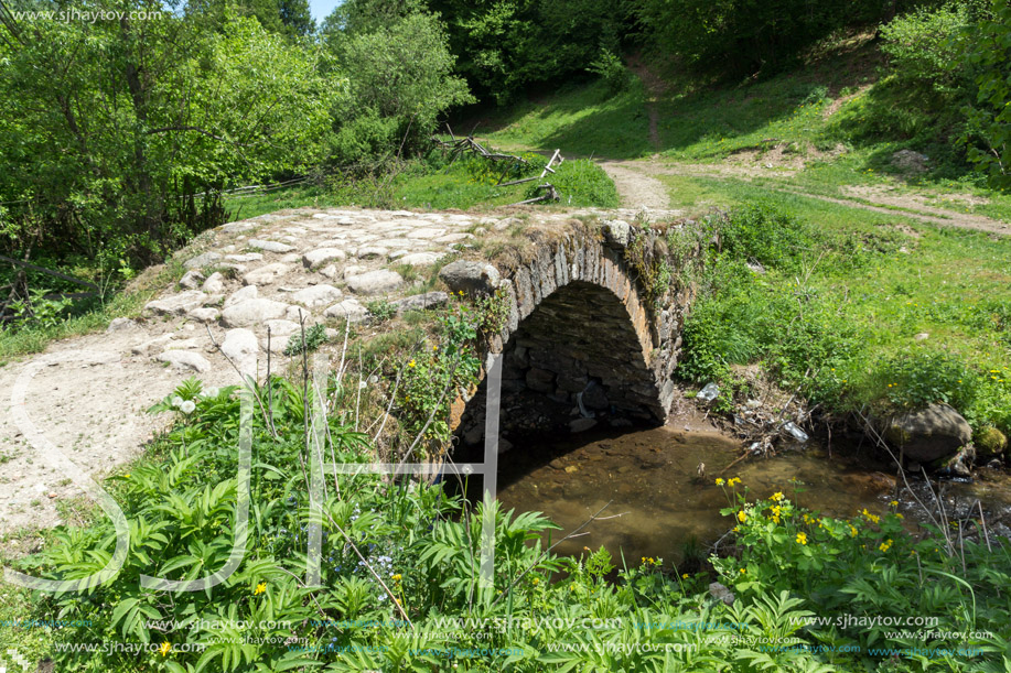 Stone bridge over Fotinovo River near village of Fotinovo in Rhodopes Mountain, Pazardzhik region, Bulgaria