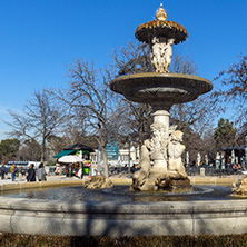 MADRID, SPAIN - JANUARY 22, 2018: Artichoke Fountain in The Retiro Park in City of Madrid, Spain