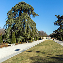 MADRID, SPAIN - JANUARY 22, 2018: Plaza Parterre in The Retiro Park in City of Madrid, Spain