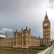 LONDON, ENGLAND - JUNE 16 2016: Sunset view of Houses of Parliament, Westminster palace, London, England, Great Britain