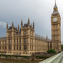 LONDON, ENGLAND - JUNE 16 2016: Sunset view of Houses of Parliament, Westminster palace, London, England, Great Britain