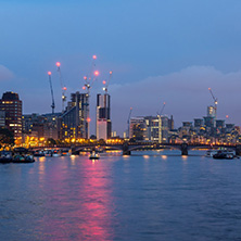 LONDON, ENGLAND - JUNE 16 2016: Amazing night Cityscape of city of London, England, United Kingdom