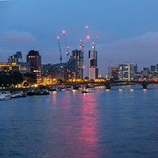 LONDON, ENGLAND - JUNE 16 2016: Amazing night Cityscape of city of London, England, United Kingdom