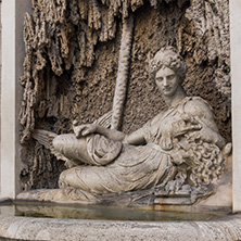 ROME, ITALY - JUNE 24, 2017: Architectural detail from Crossing of Quattro Fontane in city of Rome, Italy