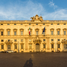 ROME, ITALY - JUNE 24, 2017: Sunset view of Palazzo della Consulta at Piazza del Quirinale in Rome, Italy