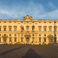 ROME, ITALY - JUNE 24, 2017: Sunset view of Palazzo della Consulta at Piazza del Quirinale in Rome, Italy