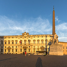 ROME, ITALY - JUNE 24, 2017: Sunset view of Obelisk and Palazzo della Consulta at Piazza del Quirinale in Rome, Italy