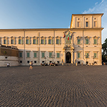 ROME, ITALY - JUNE 24, 2017: Sunset view of Quirinal Palace at Piazza del Quirinale in Rome, Italy