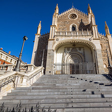 MADRID, SPAIN - JANUARY 22, 2018:  Amazing view of San Jeronimo el Real church in City of Madrid, Spain