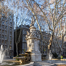 MADRID, SPAIN - JANUARY 22, 2018: Apollo Fountain in City of Madrid, Spain